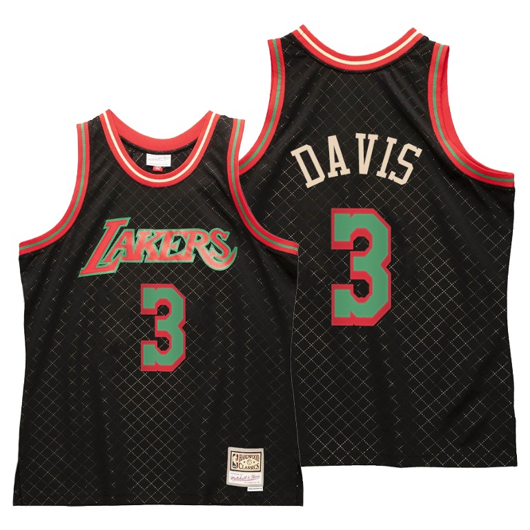 Men's Los Angeles Lakers Anthony Davis #3 NBA Neapolitan Hardwood Classics Black Basketball Jersey BST8483YA
